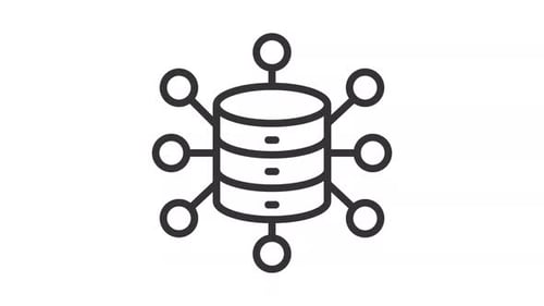 Connected database nodes line animation