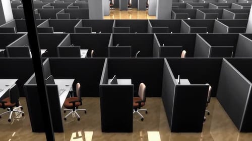 Modern Office Cubicles in Open Space
