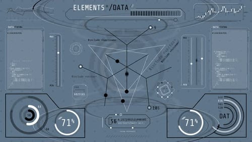Animation of a Hightech Display with Various Data Processing Activities