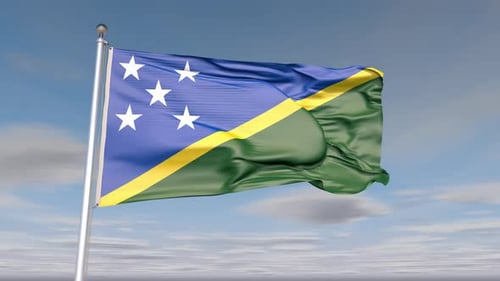Solomon Islands Flag Animation With Sky And Cloud