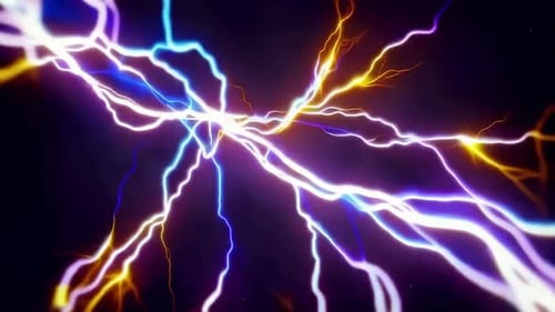 Abstract Animated Electrical Lightning Bolts Glowing Energy