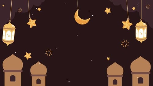 Animated Islamic Night Scene for Ramadan or Eid Celebrations