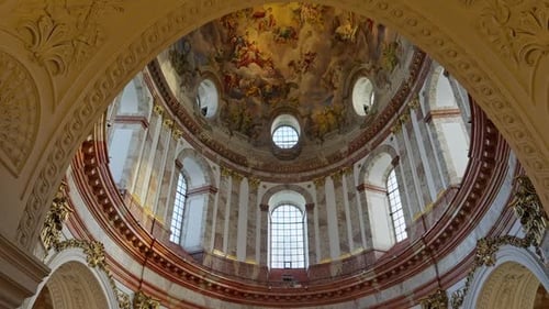 Ornate Interior Architecture with Painted Dome Ceiling