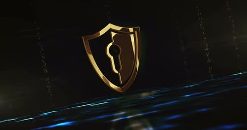 Futuristic Golden Security Shield Digital Reveal