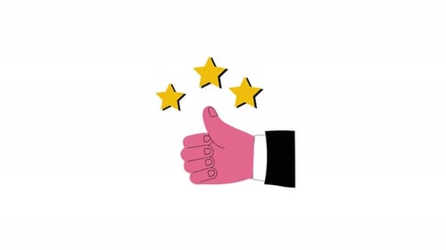 Animated Thumbs Up Hand with Stars Rating