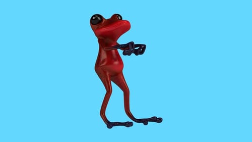 Lustiger 3D-Cartoon-Froschtanz (inklusive Alpha-Kanal)