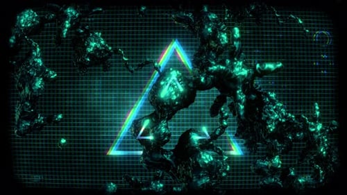 Futuristic Glitch Triangle Animation with Abstract Fluid Shapes