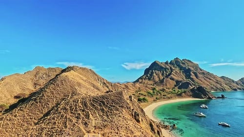 Padar Island, 05 August 2024, hills visible docked ship