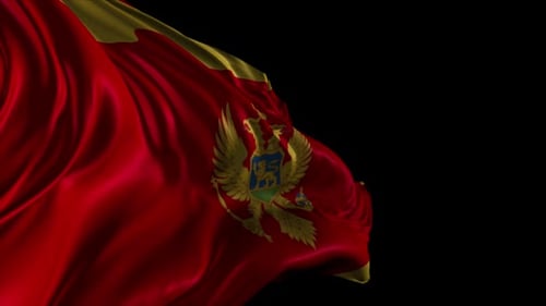 Realistic Waving National Flag of Montenegro with Fabric Simulation