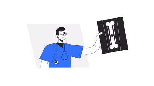 Animação de detecção de trauma por médico