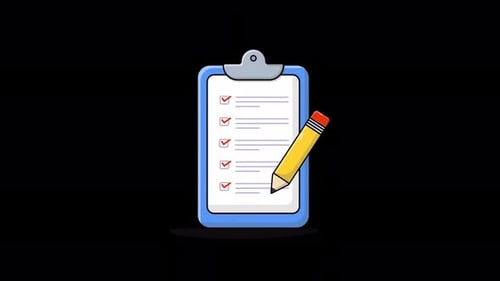 Animated Clipboard with Pencil. Test Concept Video - Transparent