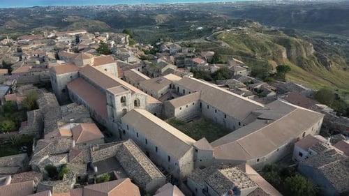 Aerial video of Italian Medieval village of Gerace, Calabria