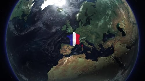 Satellite View Of The France Realistic Earth Rotation