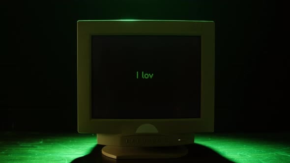 Retro Pc with Loading Code Console Programmer Making Scripts Green ...