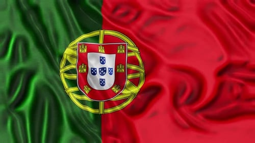 Waving Flag of Portugal with Realistic Fabric Texture