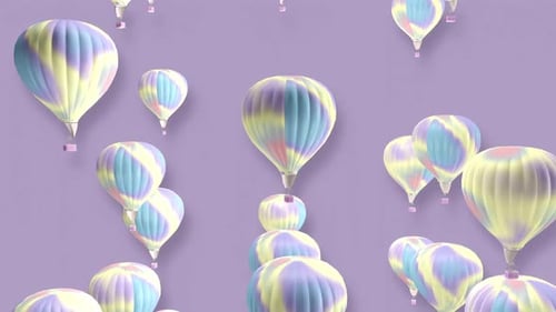 Colorful Pastel Hot Air Balloons Floating Up Seamless Loop