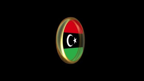 Libya Flag Spinning Golden 3D Button Animation