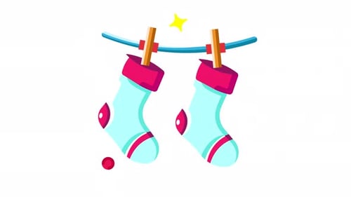 Zwei Socken hängen an einer Wäscheleine, sauber und frisch