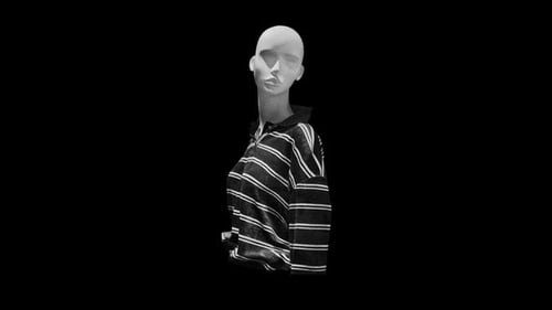 Grunge Halftone Mannequin Torso Wearing Striped Shirt Rotating