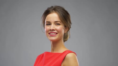 Luxury, Hairstyle and People Concept - Portrait of Beautiful Young Woman In