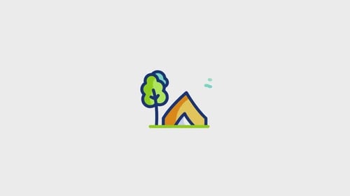 Animated Flat Design Camping Icon for Travel and Nature Videos