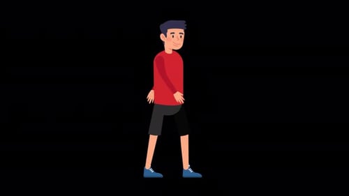 Young Boy Walk Cycle Alpha Channel 4K