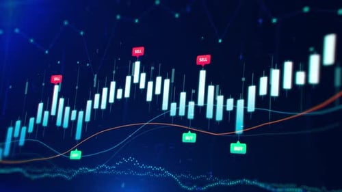 Futuristic Digital Stock Market Candlestick Chart Analysis