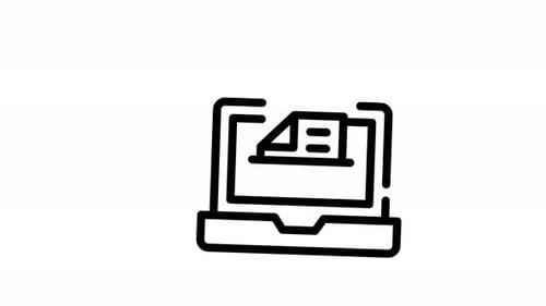 Animated Laptop Icon with Document File on Screen