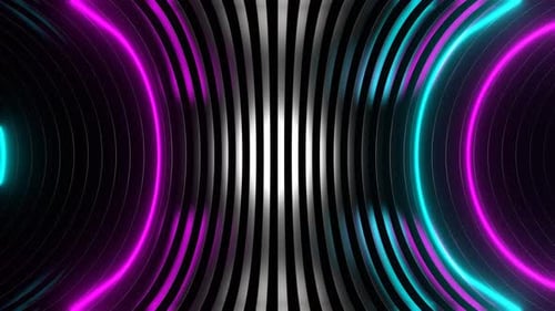Cyan And Pink Neon Oval Side Tunnel Background Vj Loop In 4K