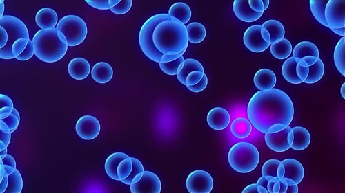 Abstract Blue Glowing Bubbles Looping Motion Background