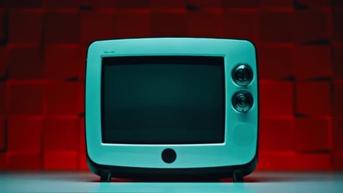 Retro Television With Blank Screen and Red Background