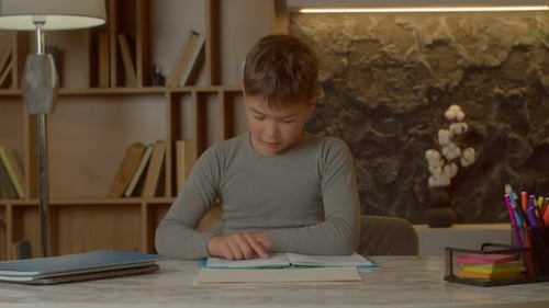 Troubled Tired Elementary Age Multiracial Kid Asking for Help During Study