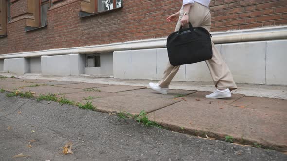 Low View to Confident Lady Rushing at Work, Business, Corporate Stock ...