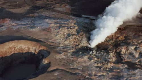 Geothermal Steam Vent in Barren Landscape
