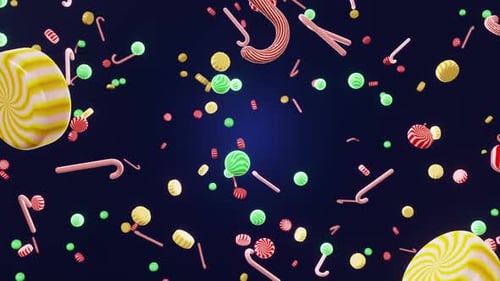 Festive Christmas Candy Falling Seamless Loop Background