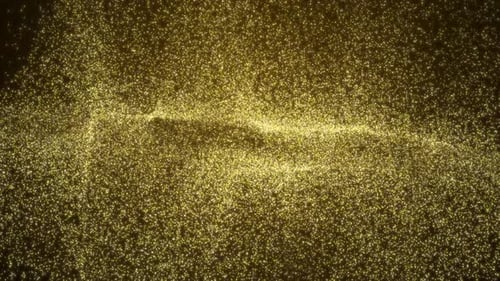 Golden Glitter Particle Wave Abstract Background