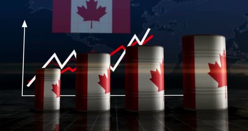 Canada oil crude petroleum fuel barrels on chart