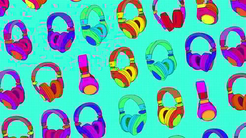Colorful Pop Art Headphone Pattern Seamless Loop