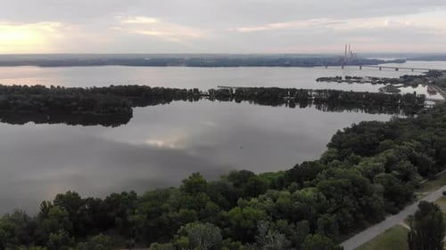 Aerial view of the Dnipro City in Ukraine
