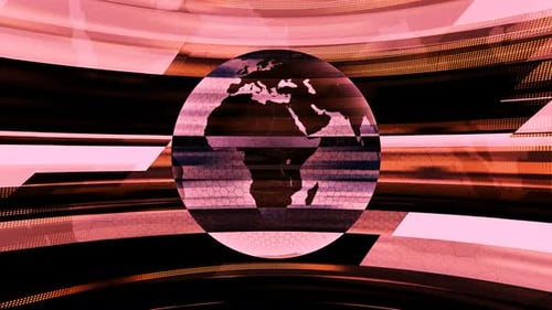Futuristic Digital Glitch Rotating Globe News Background