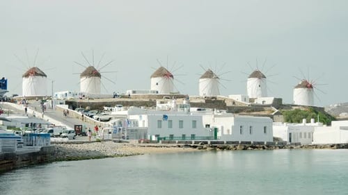 Six of the windmills of Mykonos, Greece