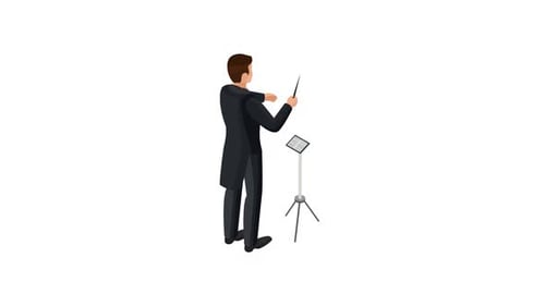 Animated Conductor Directing Music in Modern Style