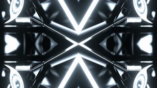 White Flashing Neon Abstract Kaleidoscope Background Vj Loop In 4K