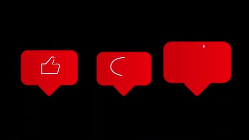 Like Comment And Share Red Buttons For Video Bloggers Icon Animations Alpha Channel