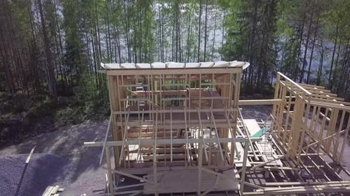 Small house with stunning view being built in Stockholm archipelago, AERIAL