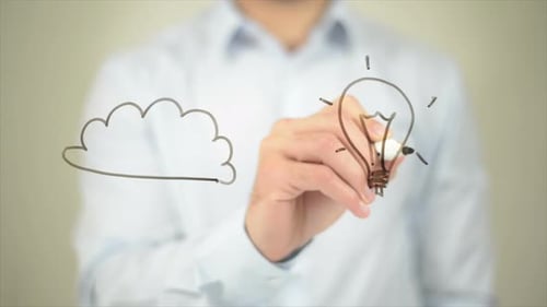 Cloud-Computing-Konzept, Schreiben auf transparentem Bildschirm