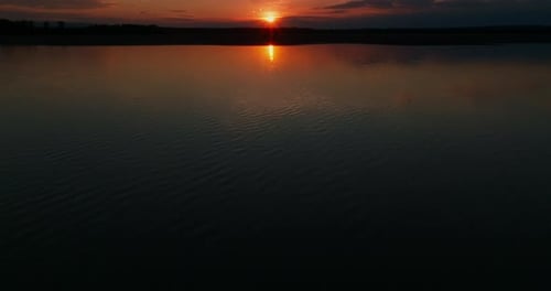 Shot of a Sunset Over a Lake
