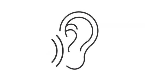 Animated Line Drawing of Human Ear Icon Loop