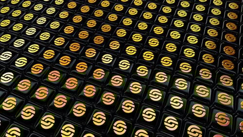 Abstract Golden Symbol Tiles Wave Loop Background