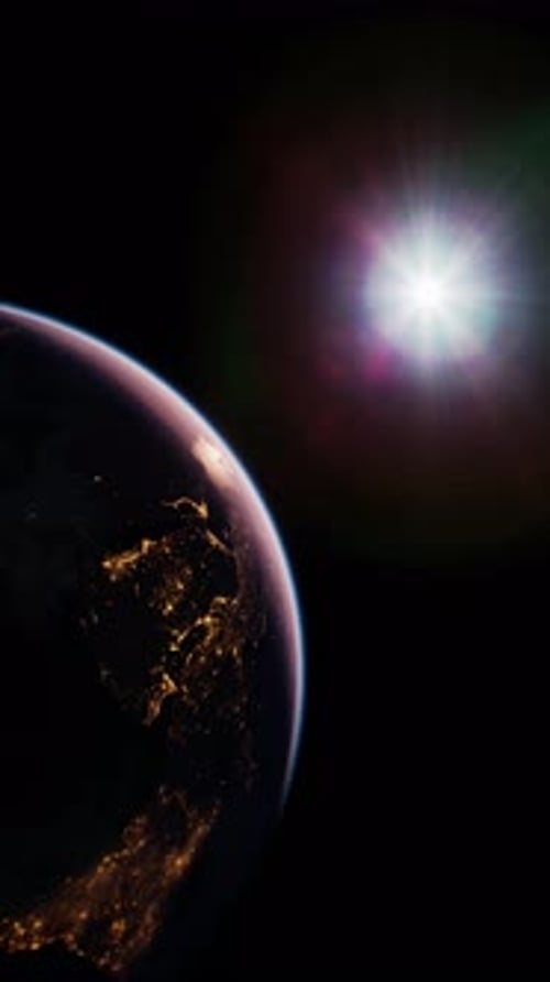 Earth at Night with City Lights Elements Furnished By NASA Vertical
